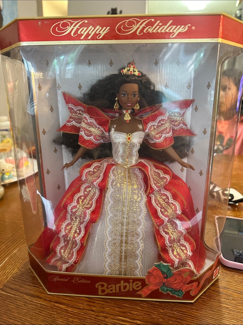 Barbie Holiday Doll in Red, White & Gold Festive Gown